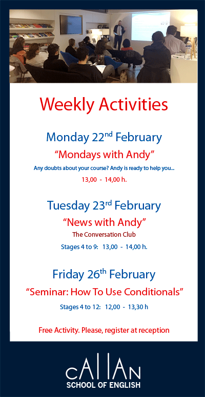 Weekly activities