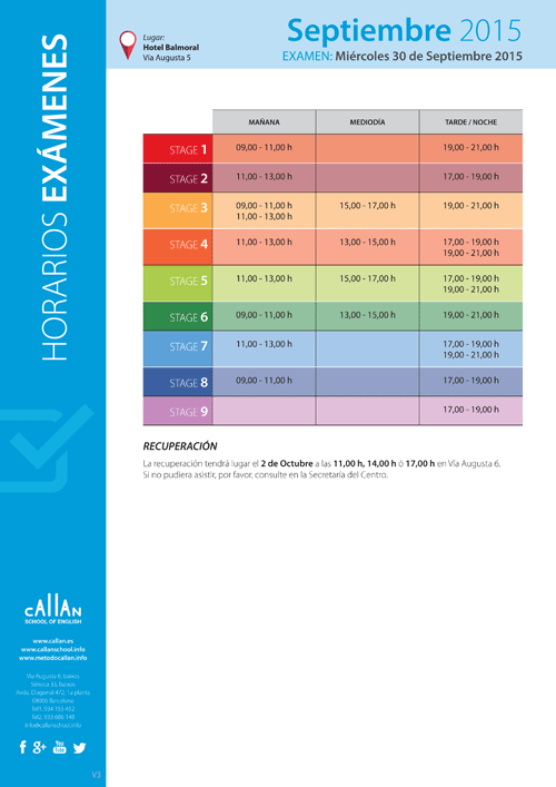 Exámenes Cursos Intensivos de Verano – Septiembre 2015